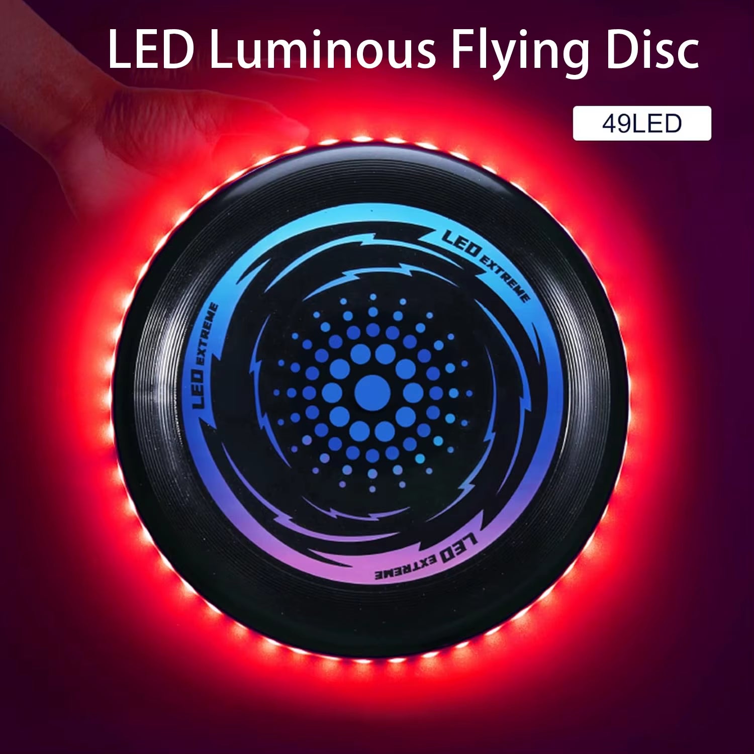 1PC LED Flying Disc, 49LED Luminous Decompression Throwing Disc Toy, 10.63In Lightweight Stress Disc Toy for Outdoor Sports Game